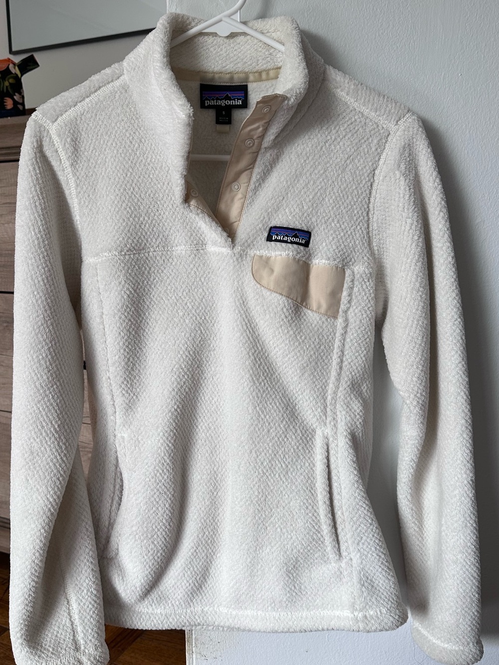 Patagonia Re-Tool Snap Cream White Fleece Pullover Size Small